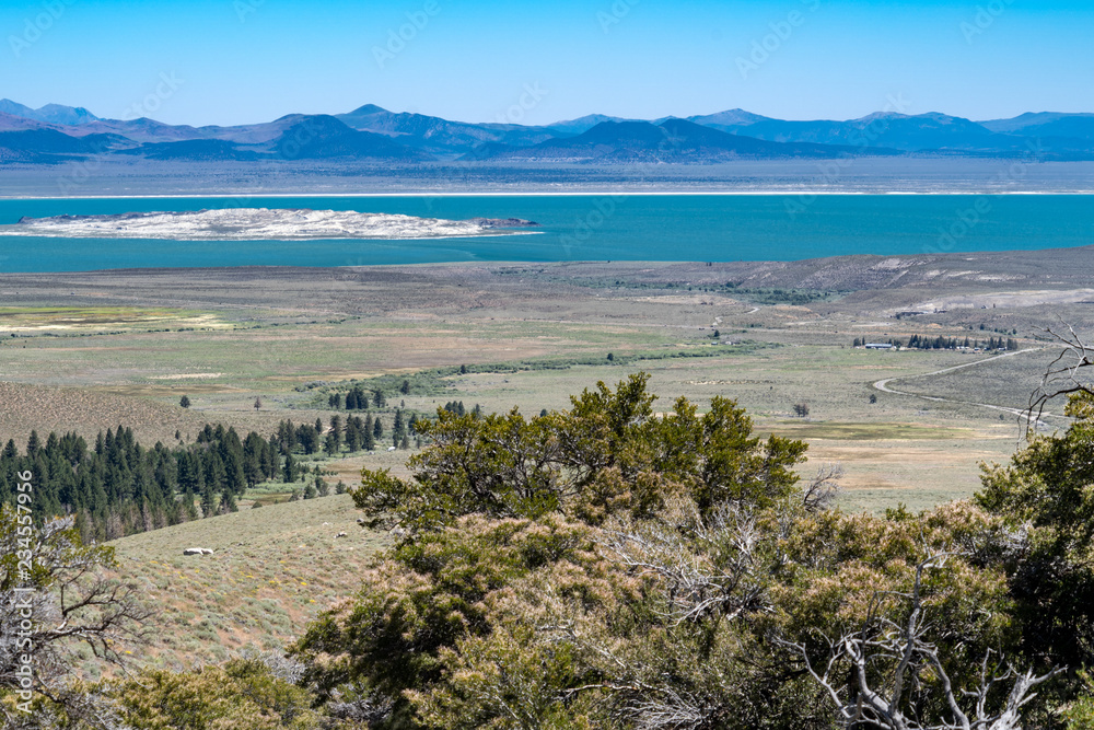 Perfect view of Mono Lake from the Parker Lake trail in June Lake California in the Eastern Sierra Nevada Mountains