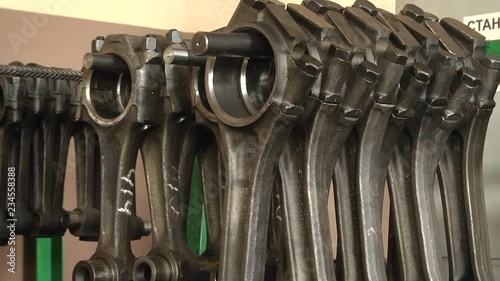 Part of the crank mechanism. Connecting rod crankshaft diesel engine. Engine connecting rod. The parts of the internal combustion engine.