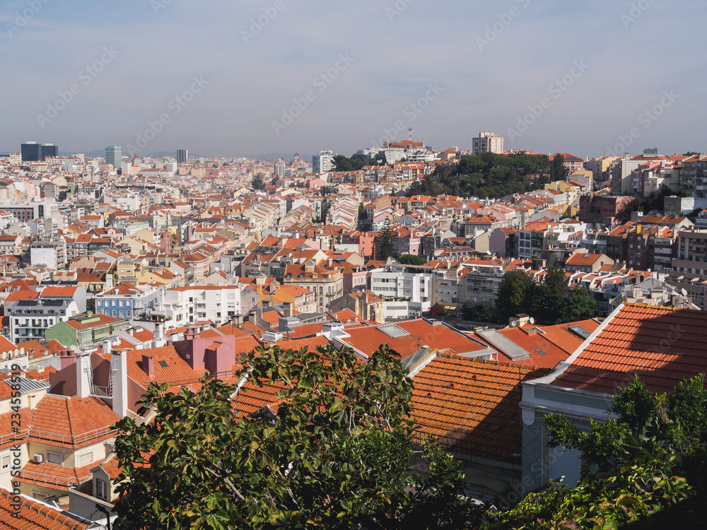 Lisbon orange roofs from popular touristic view place Lisbon orange roofs from popular touristic view place