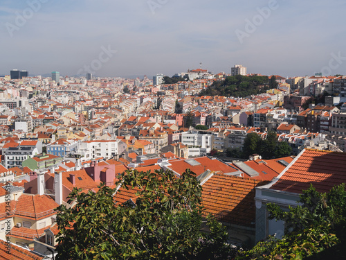Lisbon orange roofs from popular touristic view place