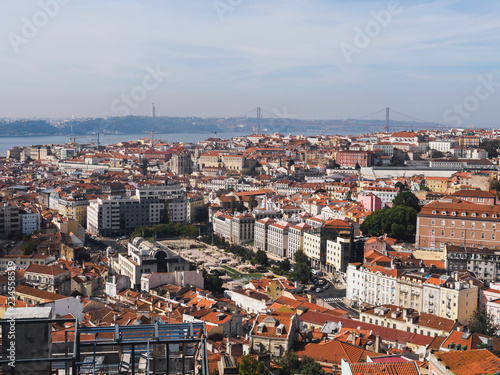 Lisbon orange roofs from popular touristic view place © paulzhuk
