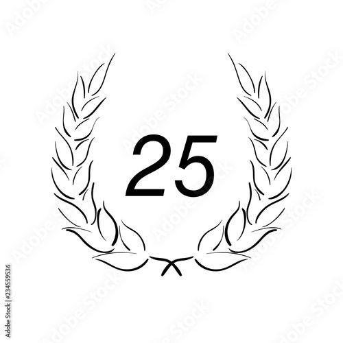 Lorbeerkranz - Jubiläum - 25 - Piktogramm - Symbol - schwarz 