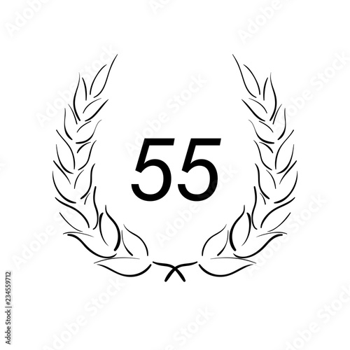 Lorbeerkranz - Jubiläum - 55 - Piktogramm - Symbol - schwarz 