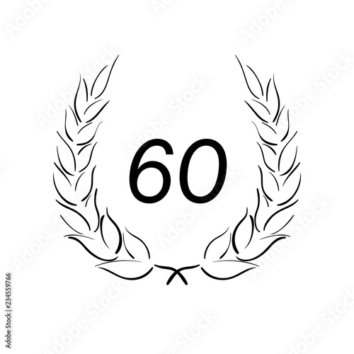 Lorbeerkranz - Jubiläum - 60 - Piktogramm - Symbol - schwarz 