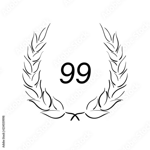 Lorbeerkranz - Jubiläum - 99 - Piktogramm - Symbol - schwarz 