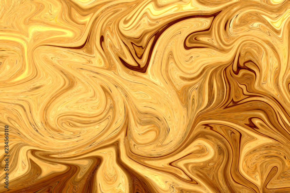 Liquify Abstract Pattern With Yellow And Brown Graphics Color Art Form. Digital Background With Liquifying Flow. Liquify Abstract Pattern With Yellow And Brown Graphics Color Art Form. Digital Background With Liquifying Flow.