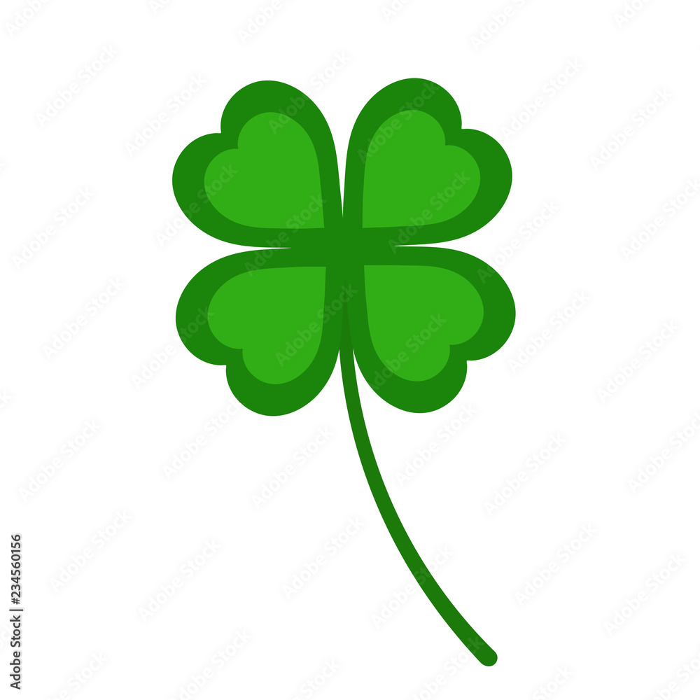 green leaf of clover on white background