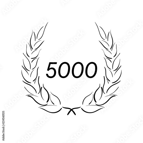 Lorbeerkranz - Jubiläum - 5000 - Piktogramm - Symbol - schwarz 