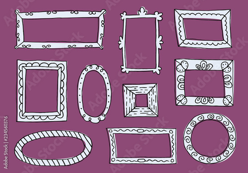 Set of hand drawn sketch frames.
