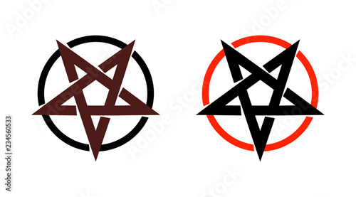 Satan star, pentagram symbol of satanism, Mystical Sign round form - Vector emblem of spiritual cult.