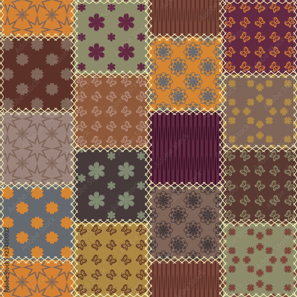 patchwork background with different patterns