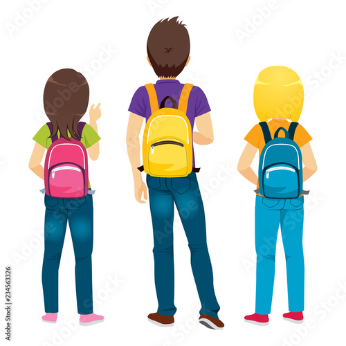Back view of college studen...