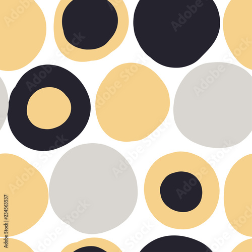Wallpaper Mural Modern seamless pattern with abstract colorful shapes: circles. Doodle hand drawn texture. Trendy creative ñonfetti background for printing for modern and original textile, wrapping paper Torontodigital.ca