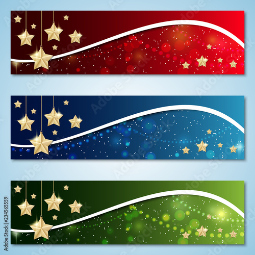 Christmas and New Year colorful vector banners templates collection