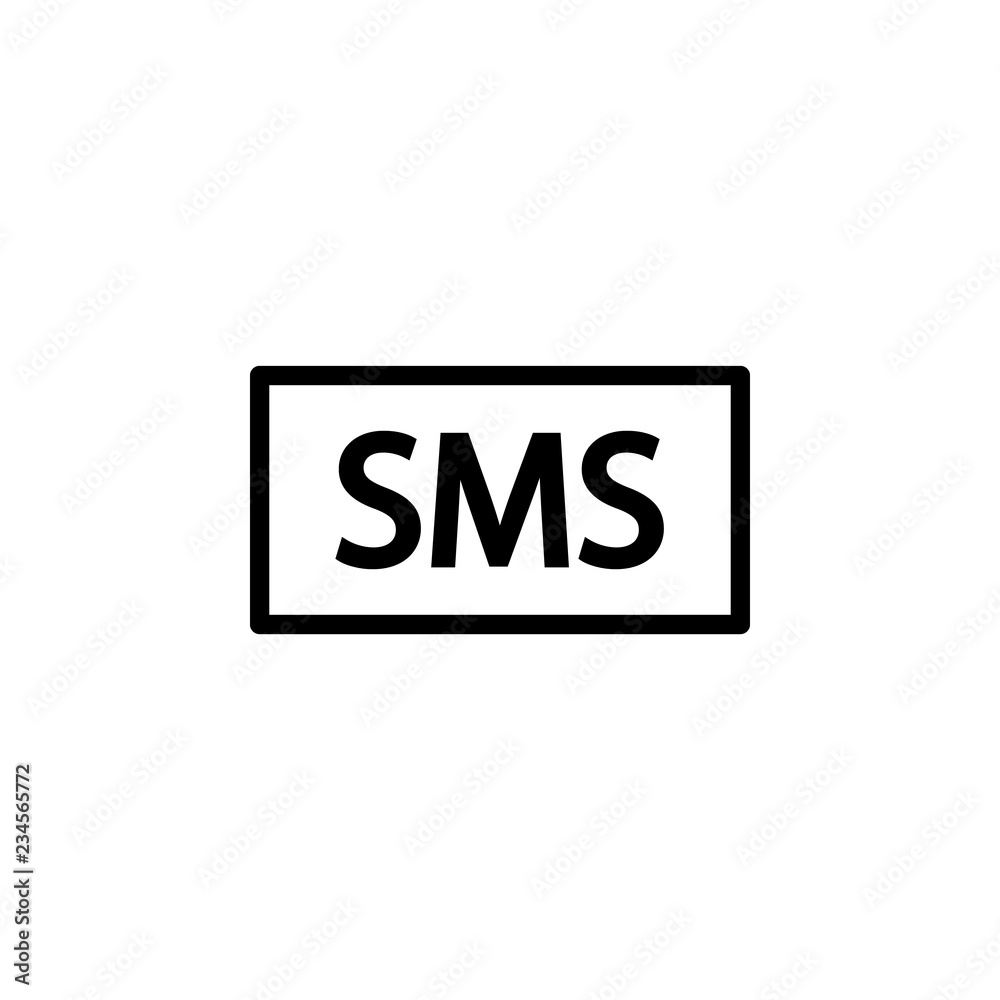 SMS sign icon. Outline icon on white background. SMS sign Silhouette. Web site, page and mobile app design vector element. SMS sign icon. Outline icon on white background. SMS sign Silhouette. Web site, page and mobile app design vector element.