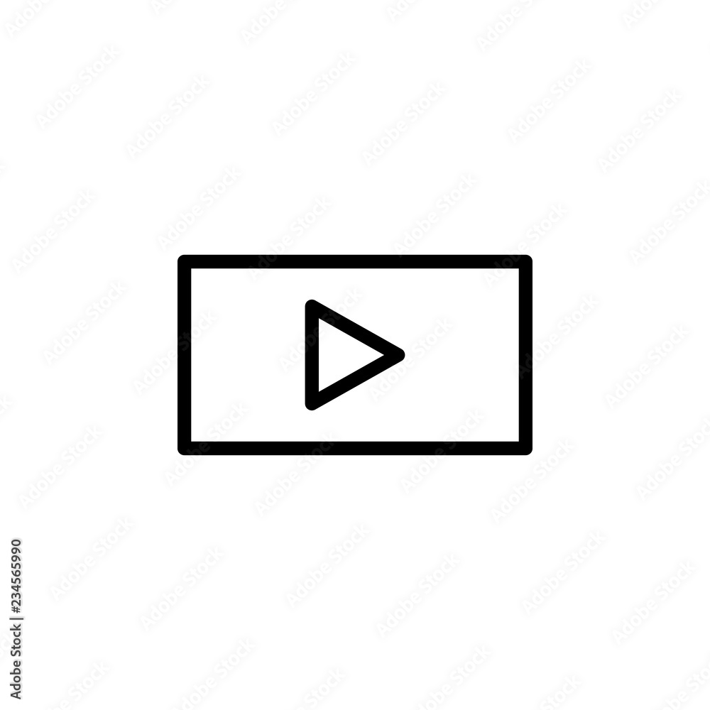 Video play sign icon. Outline icon on white background. Video play sign Silhouette. Web site, page and mobile app design vector element. Video play sign icon. Outline icon on white background. Video play sign Silhouette. Web site, page and mobile app design vector element.