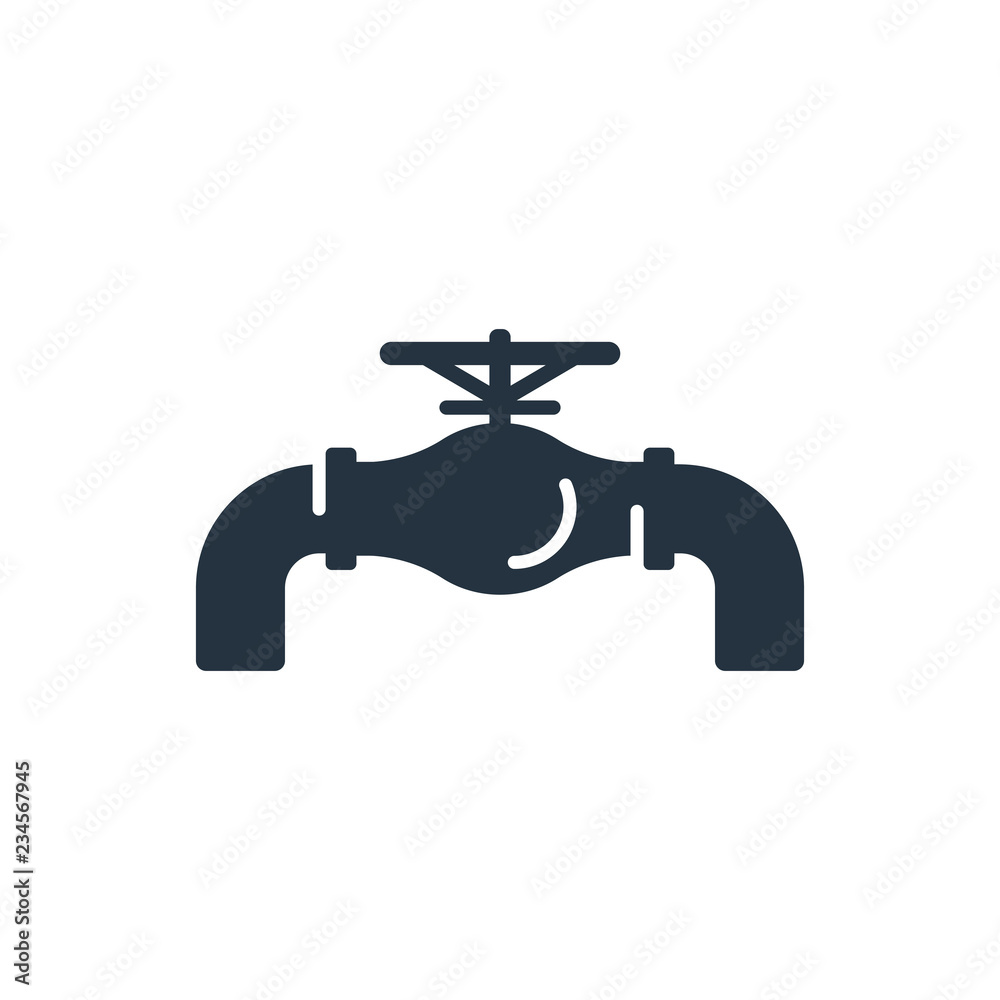 pipe valve isolated icon on white background, oil industry
