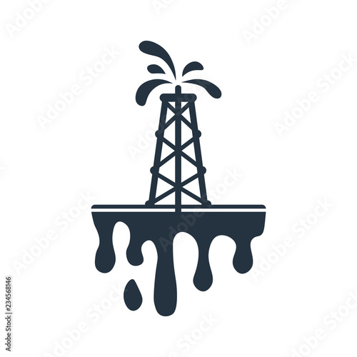 Derrick isolated icon on white background, oil industry