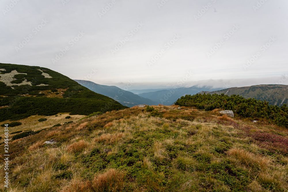 Obraz premium hiking trails in Slovakia Tatra mountains near mountain lake of Rohache