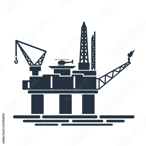 oil platform isolated icon on white background, oil industry
