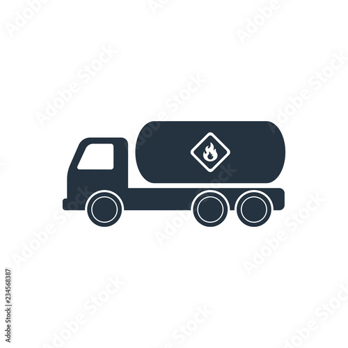 Fuel truck isolated icon on white background, oil industry
