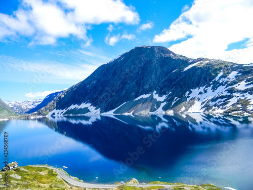 Glacial lake in the Dalsnibba Mount, Norway photo