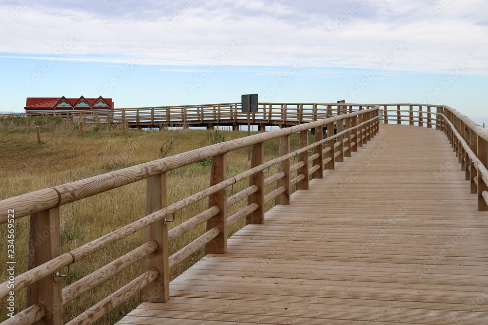wooden path over dunes on the beach wooden path over dunes on the beach