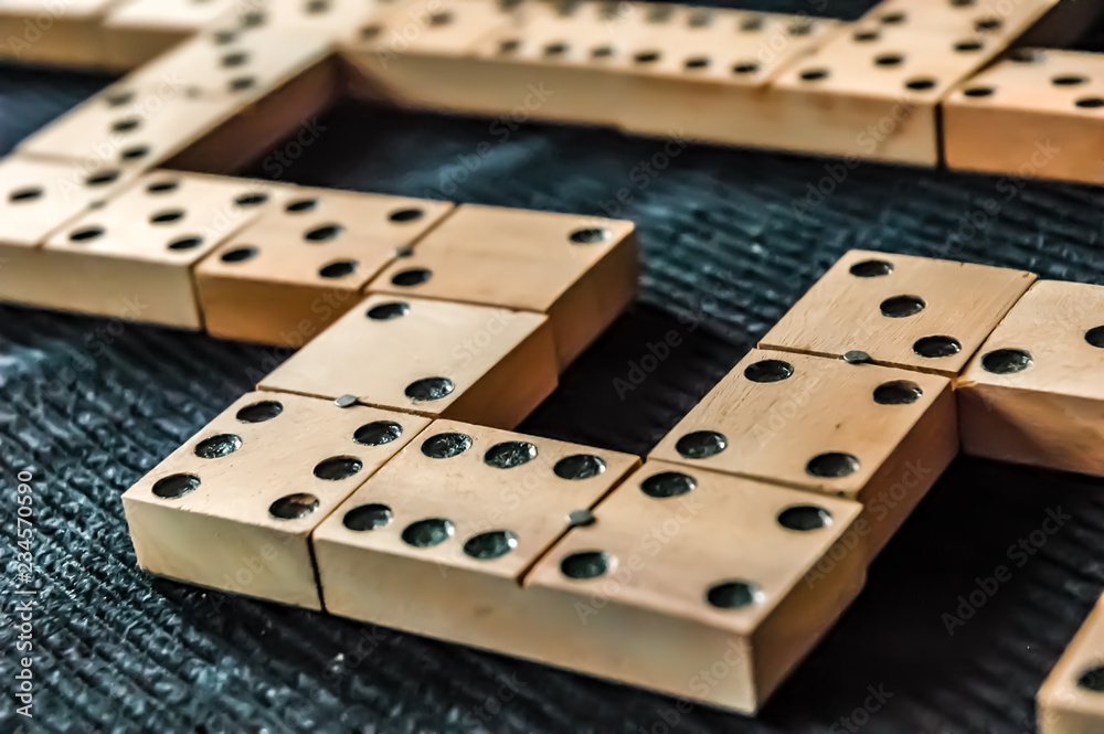 Homemade wooden dominoes.