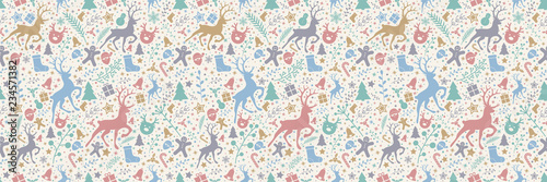 Seamless pattern with Christmas decorations. Vector.
