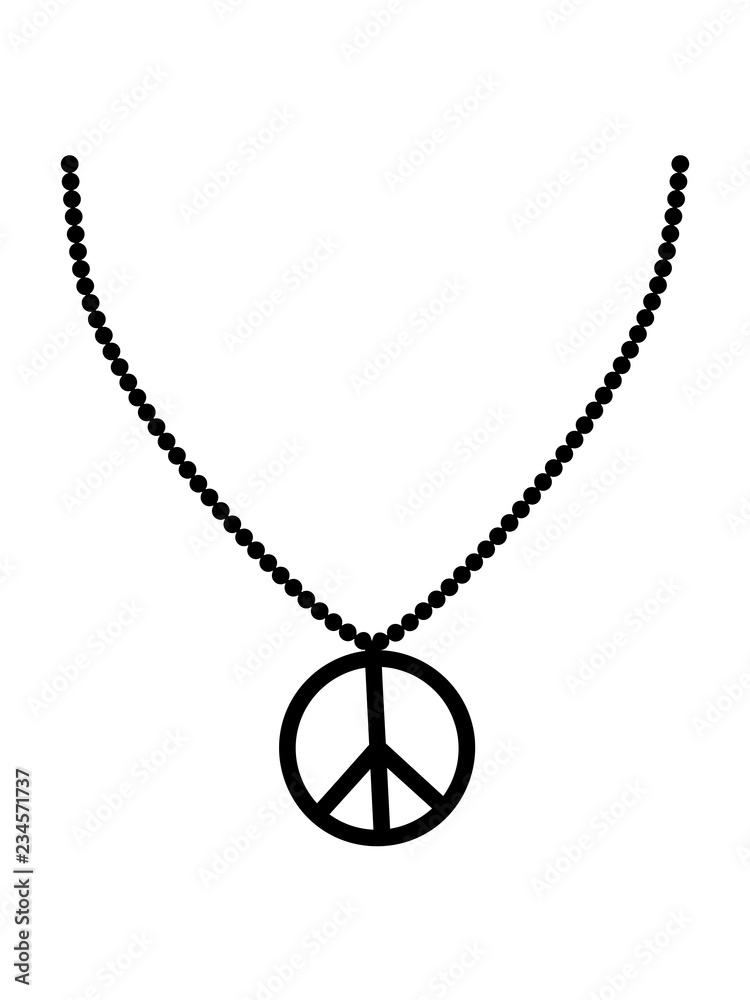 schmuck halskette rund kreis no peace zeichen symbol frieden krieg hippie  liebe böse gut logo design Stock Illustration | Adobe Stock