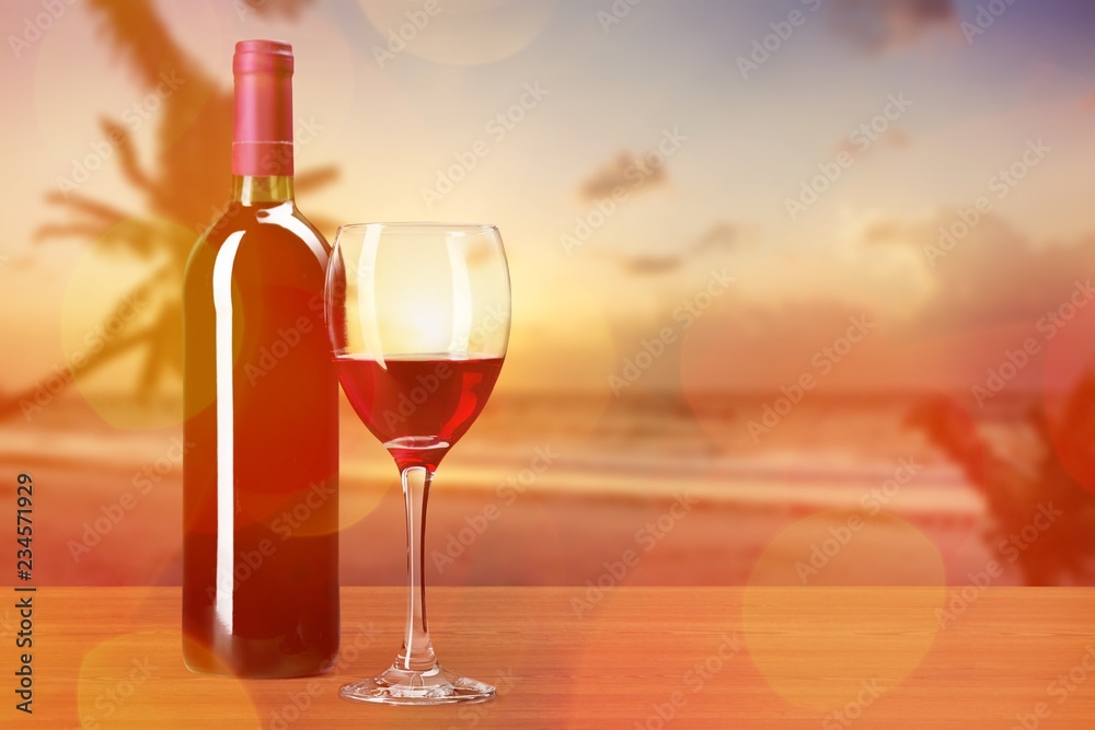 Bottle and Glass of Red Wine Bottle and Glass of Red Wine