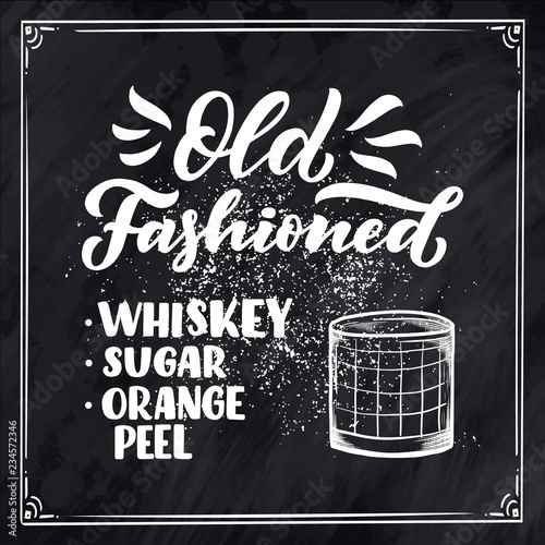 Lettering name of cocktail recipe. Template for card banner and poster for bar menu and restaurant