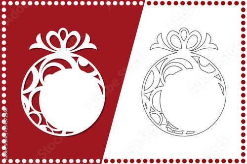 Modern Christmas Tree. New Year's Toy for laser cutting. Vector illustration.