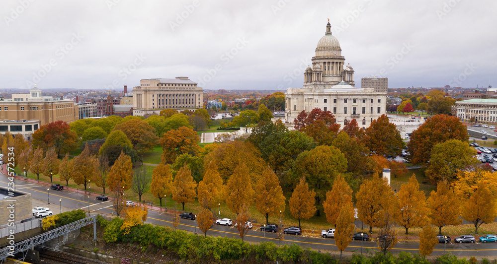 Providence Rhode Island Fall Color Trees Changing Capitol State House