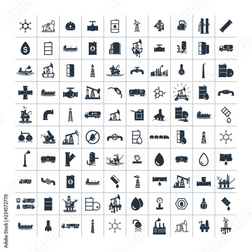 200 oil and gas industry isolated icons on white background