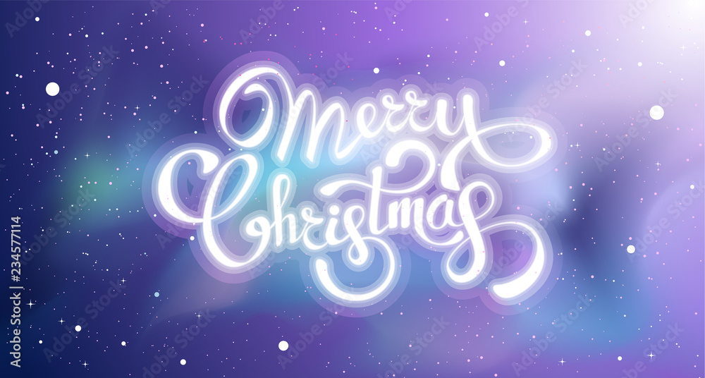 Merry Christmas greeting card. Vector colorful template