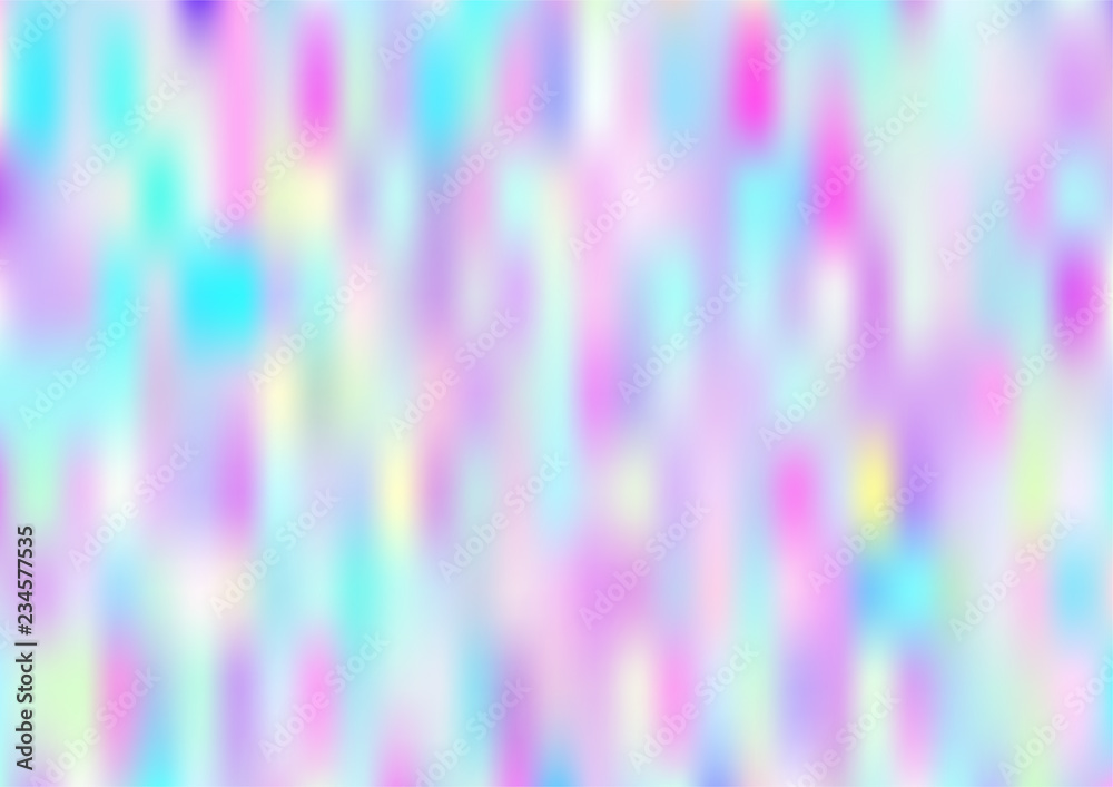 Hologram Magic Dreamy Vector Background. Rainbow Girlie Iridescent Gradient, Holographic Fluid Poster Wallpaper. Bright Pearlescent Hologram Fairy Cool Web Banner. Modern Tech Music Sound.