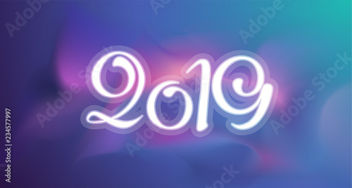 New 2019 year greeting card. Vector colorful template background