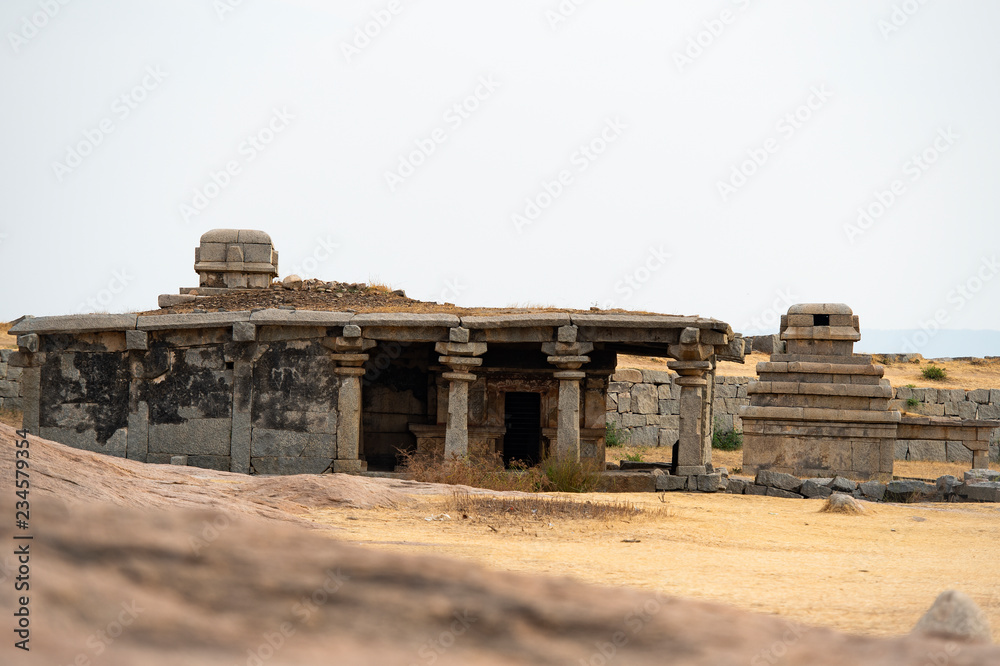 Beautiful view of the amazing Hampi's ruins. Hampi, also referred to as the Group of Monuments at Hampi, is a UNESCO World Heritage Site located in east-central Karnataka, India.