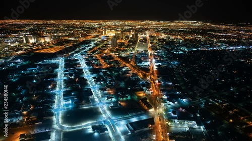 Las Vegas Downtown Streets and Skyline Aerial Time Lapse