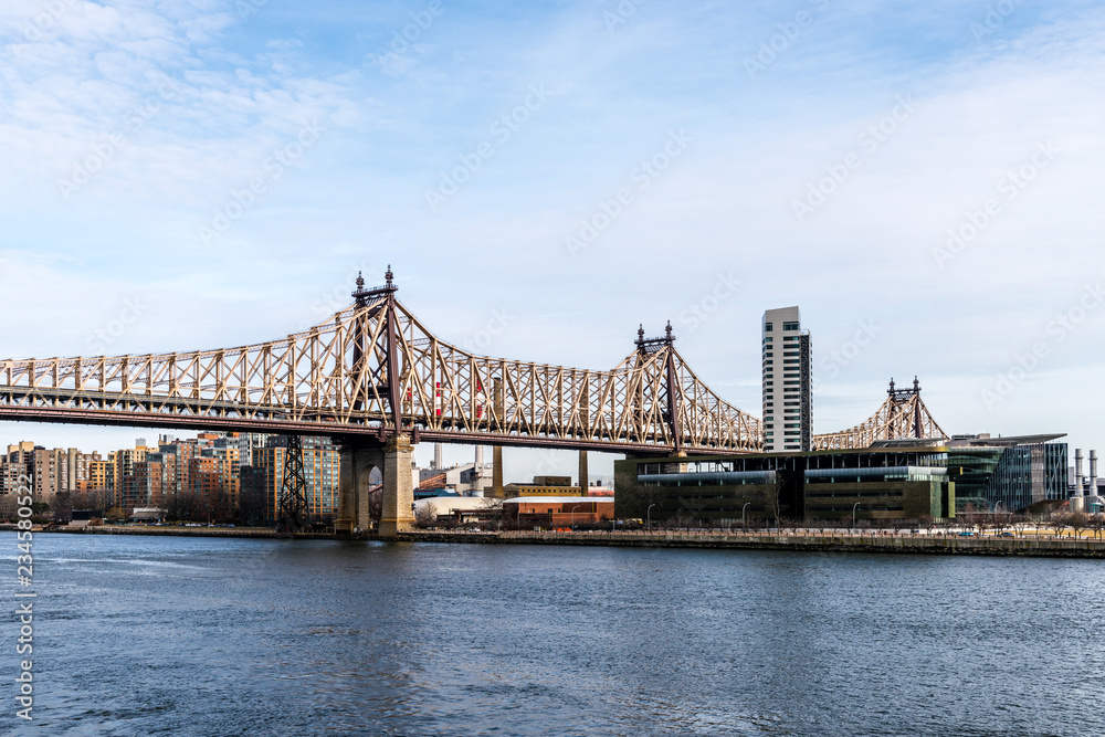 New York City's Williamsburg Bridge Crossing Over From Manhattan to Queens