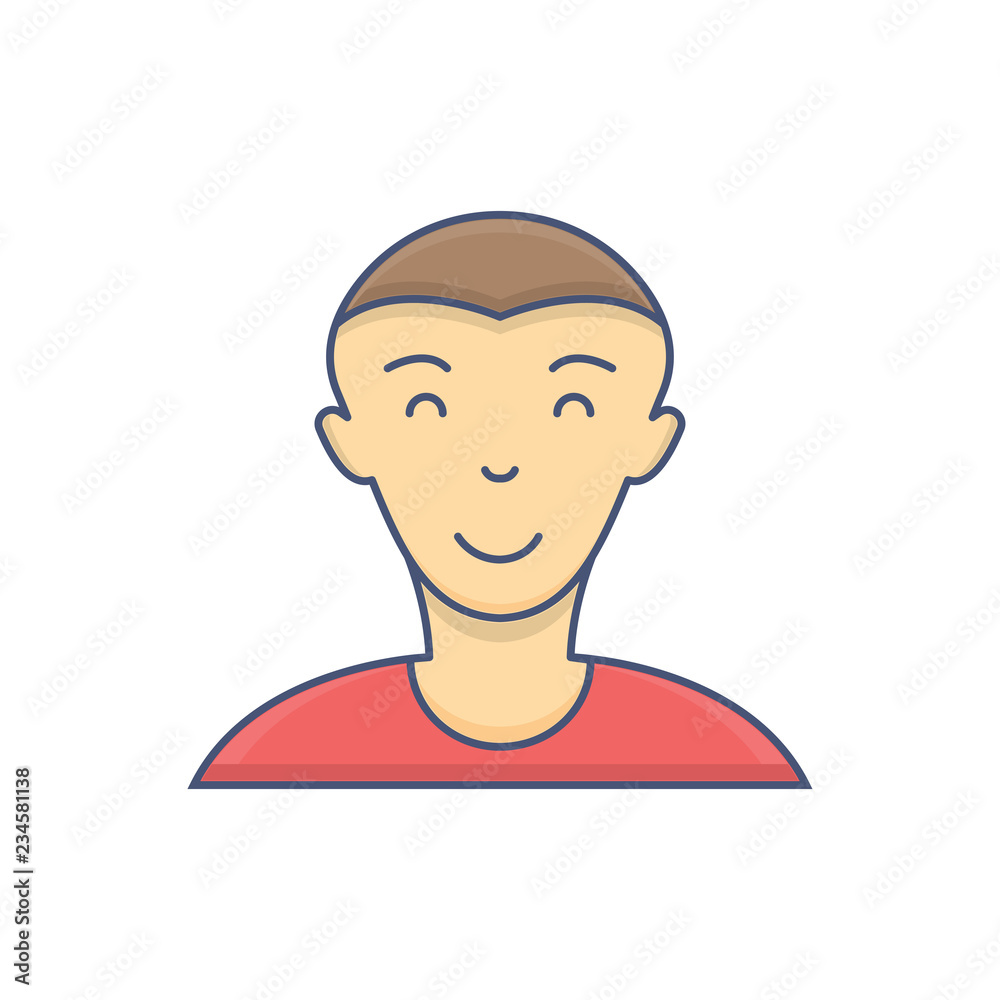 Male avatar profile flat icon isolated on white background Male avatar profile flat icon isolated on white background