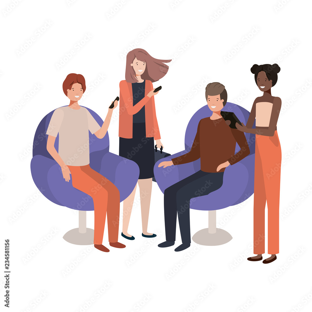 group of people using technology devices group of people using technology devices
