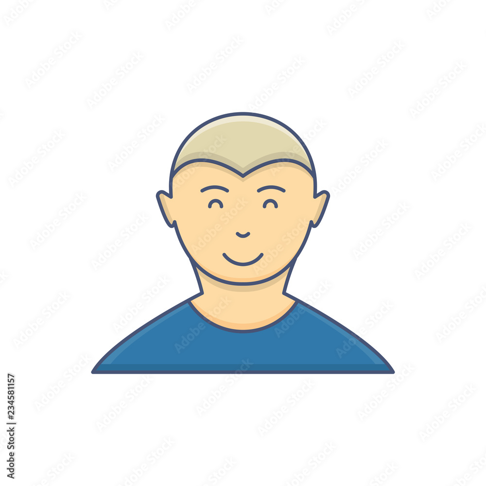 Male avatar profile flat icon isolated on white background Male avatar profile flat icon isolated on white background