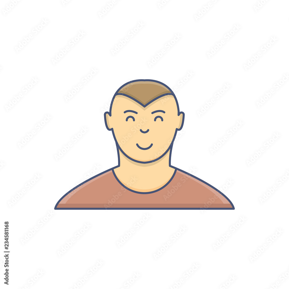 Male avatar profile flat icon isolated on white background Male avatar profile flat icon isolated on white background