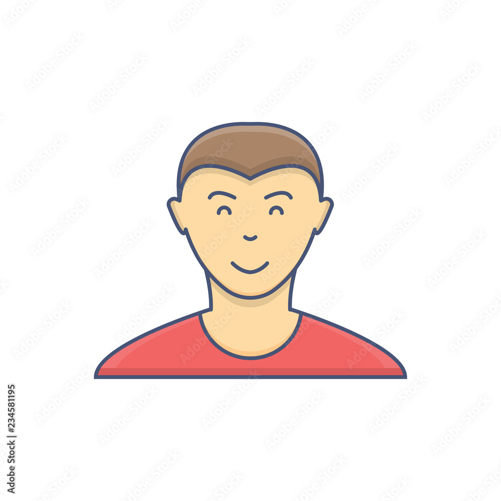 Male avatar profile flat icon isolated on white background