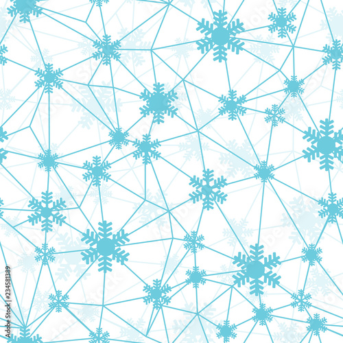 Blue Christmas snowflakes network seamless pattern. Great for winter holidays...