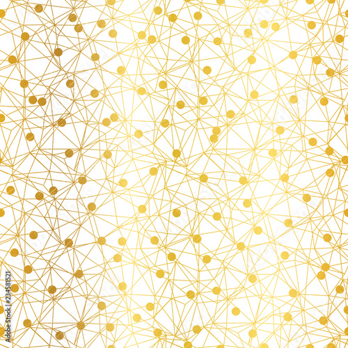 Golden dots network vector seamless pattern. Great for technology inspired wa...