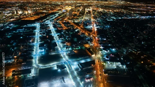 Las Vegas Downtown Streets and Skyline Aerial Time Lapse