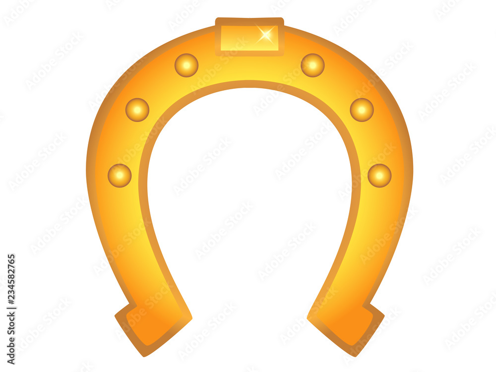 Vecteur Stock Horseshoe horse golden color. Horseshoe a symbol of